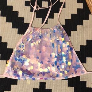 Large sequin festival crop top Burningman rave